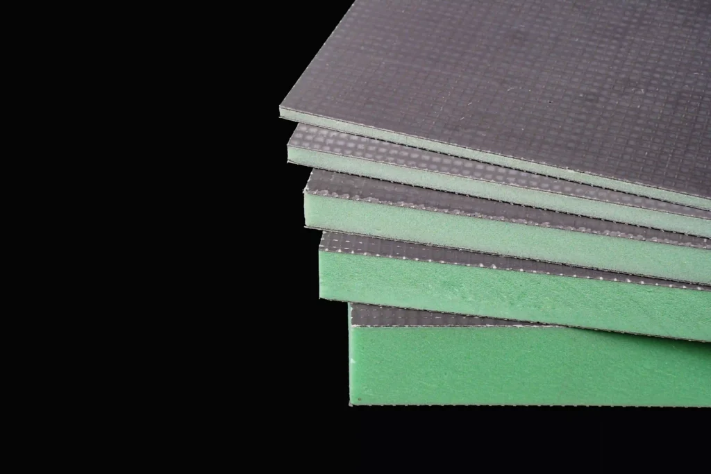 title backer pro waterproof backer board sample display different thickness green core panel with fiberglass reinforced top layer 7