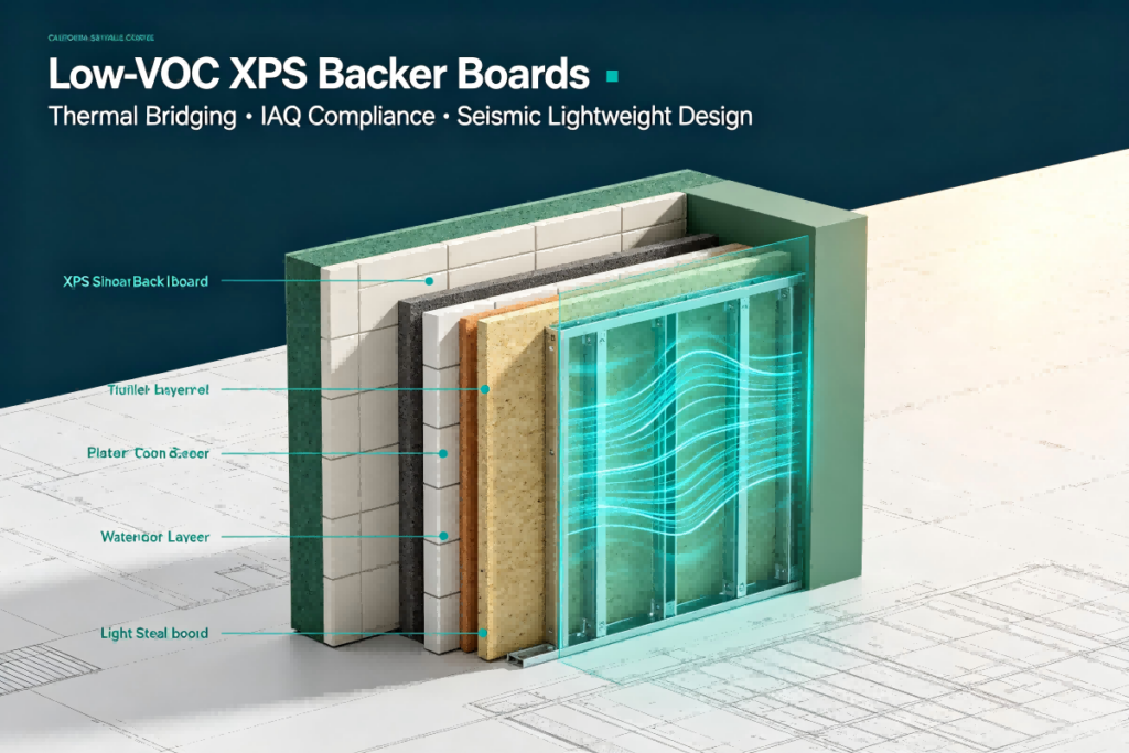 Tile Backer Pro low-VOC XPS tile backer board for California green building, Title 24 and passive house projects
