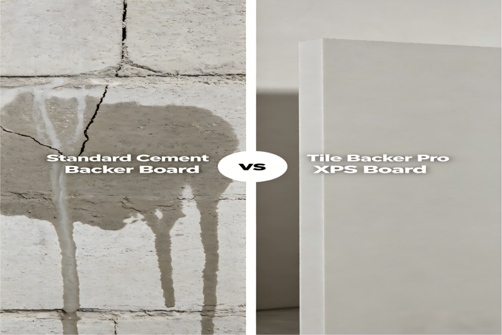 Tile Backer Pro freeze-thaw resistant XPS backer board for Great Lakes cold climate wet areas